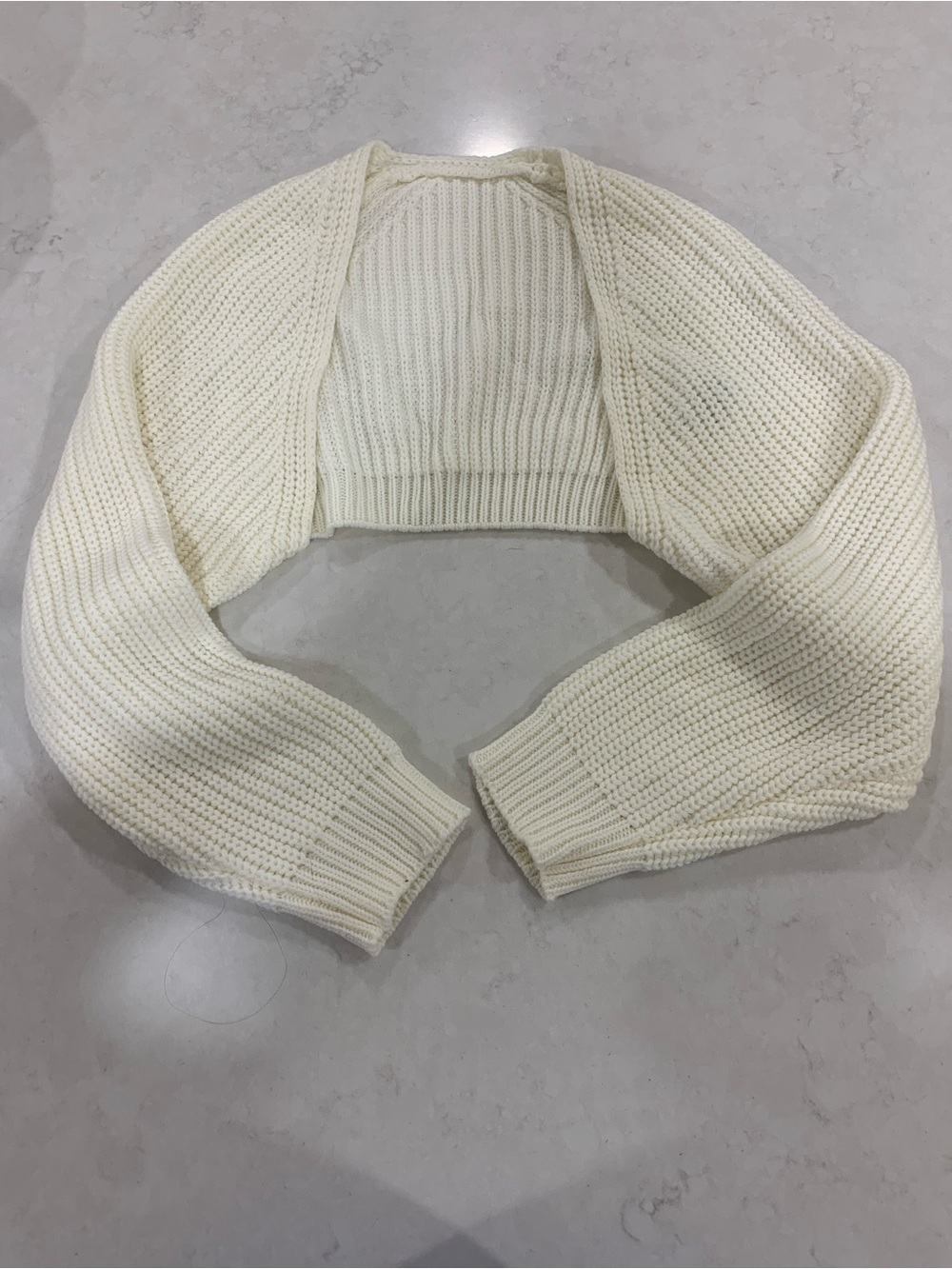 SHEIN Ivory Cropped Knit Shrug Size M